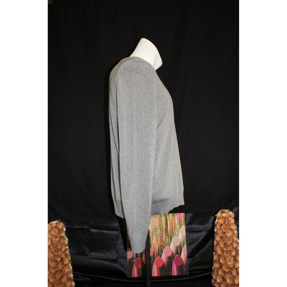 Lands' End Outfitters V neck Sweater Large Grey 80% Cotton & 20% Modal - Picture 5 of 12